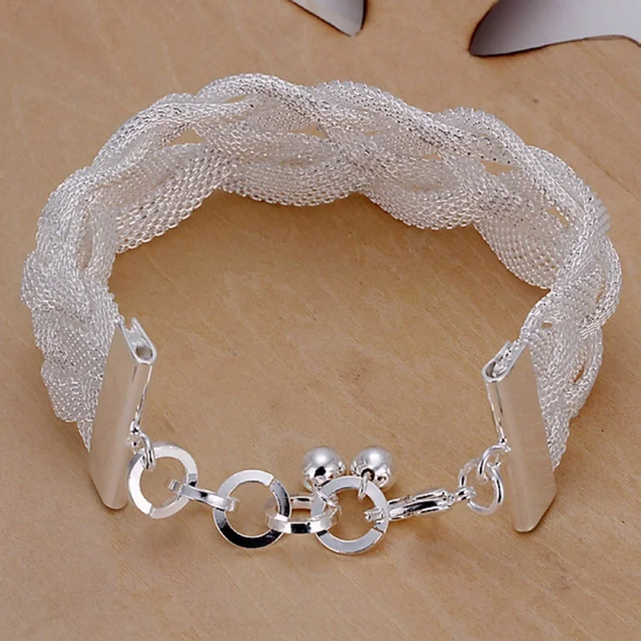 

Cute Holiday Gift Beautiful Fashion Women 925 Sterling Silver Jewelry Bracelets Free Shipping Nice Wedding Party Chain