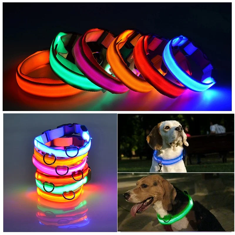 

USB Rechargeable LED Light Luminous Pet Dog Collar Night Safety Anti Lost Adjustable Fit For Puppy Small Dogs