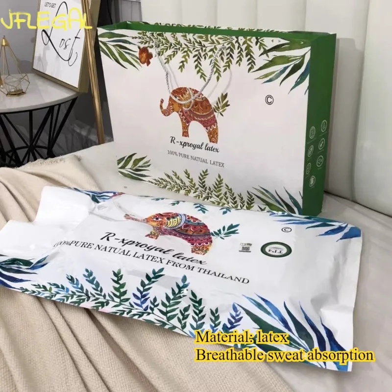 

JFLEGAL Premium Thailand Natural Latex Pillow Neck Support Anti-Mite Breathable Massage Pillow with Gift Bag Packaging