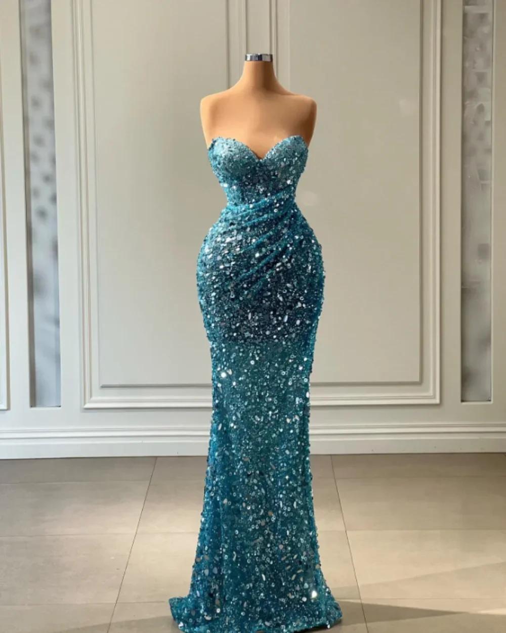 Evening Party Dress,Sparkling Mermaid Dress, Strapless And Wrinkle Free Customized