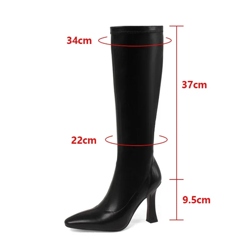 Women Boots High Heels Boots Sexy Knee High Boots Ladies Pointed Toe Side Zipper Shoes Autumn Fashion Knight Boot