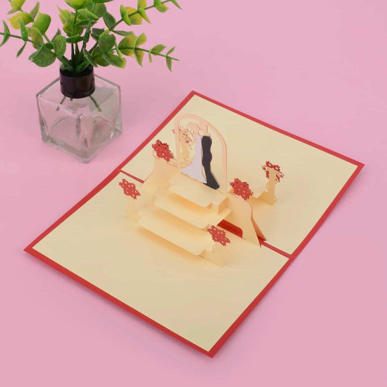 

3D всплывающая поздравительная открытка на День святого Валентина, романтическая пара в форме сердца, экспресс-эмоциональные благословения, подарочный конверт на годовщину