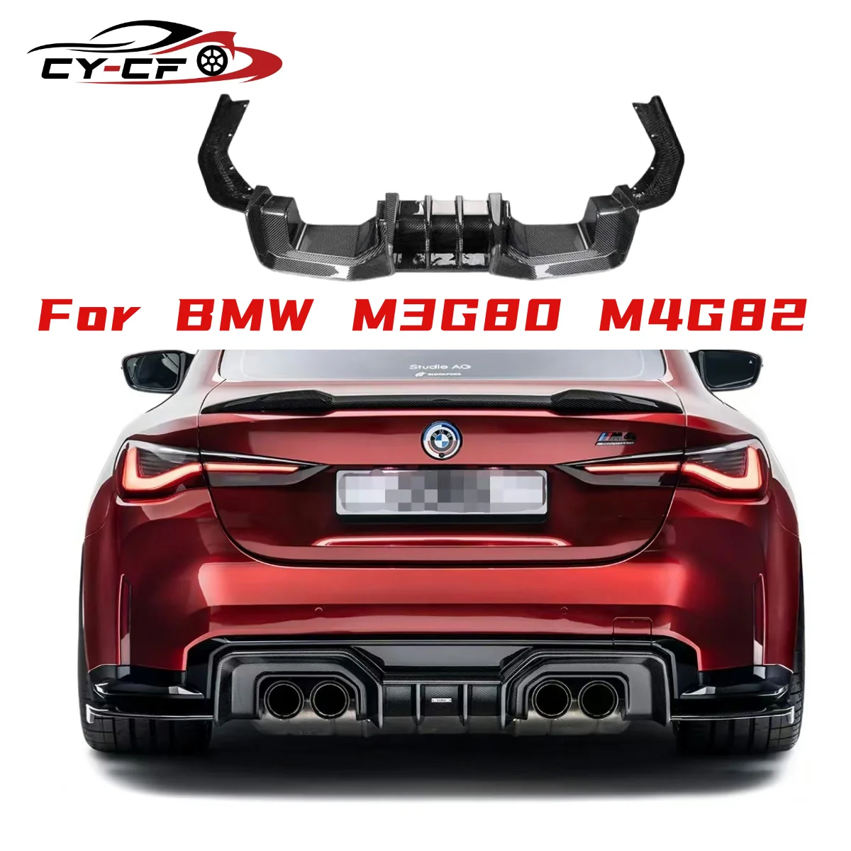 

For 2022+ BMW M3 G80 and M4 G82 models for modification and upgrade with AD-style dry carbon fiber rear lip and rear diffuser.