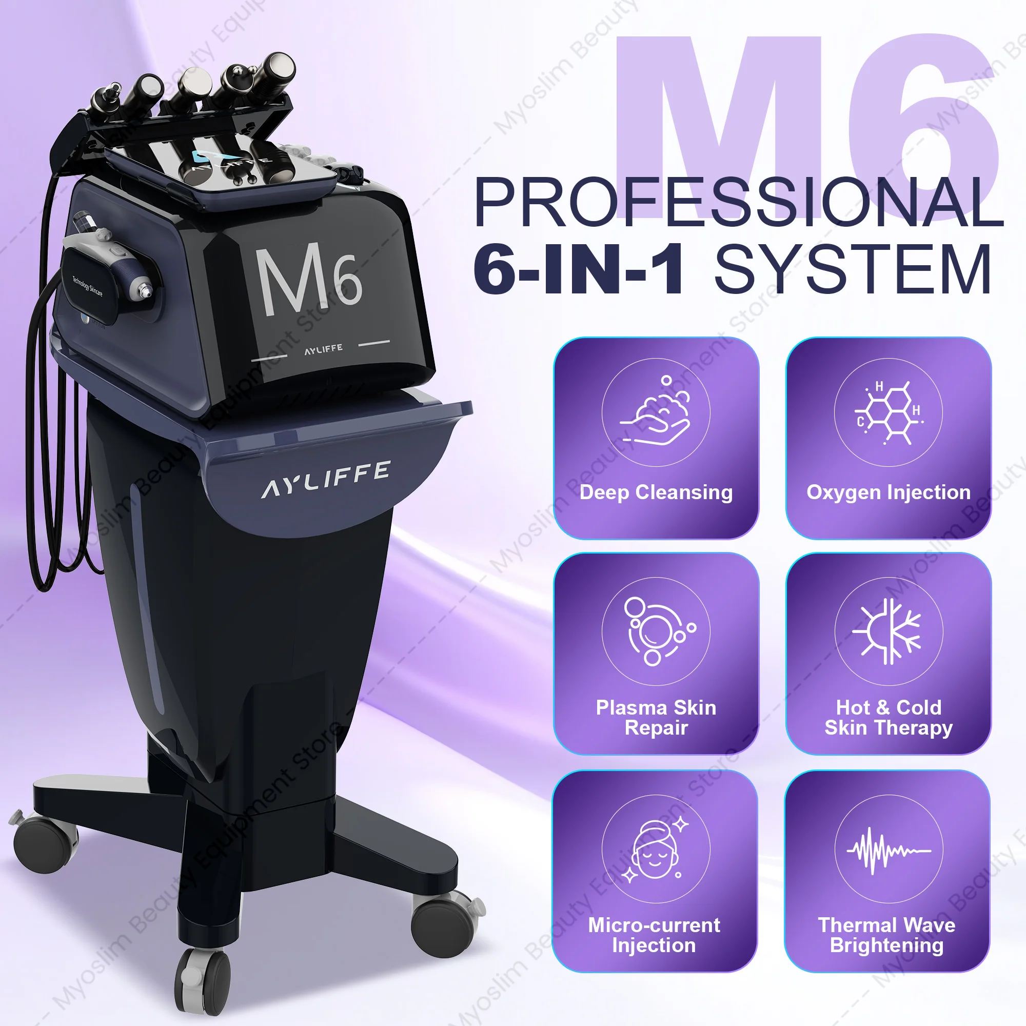 6IN1 Oxygen Dermabrasion Machine Deep Skin Cleaning Facial Whitening Microdermabrasion Blackhead Removal Home Beauty Care Device