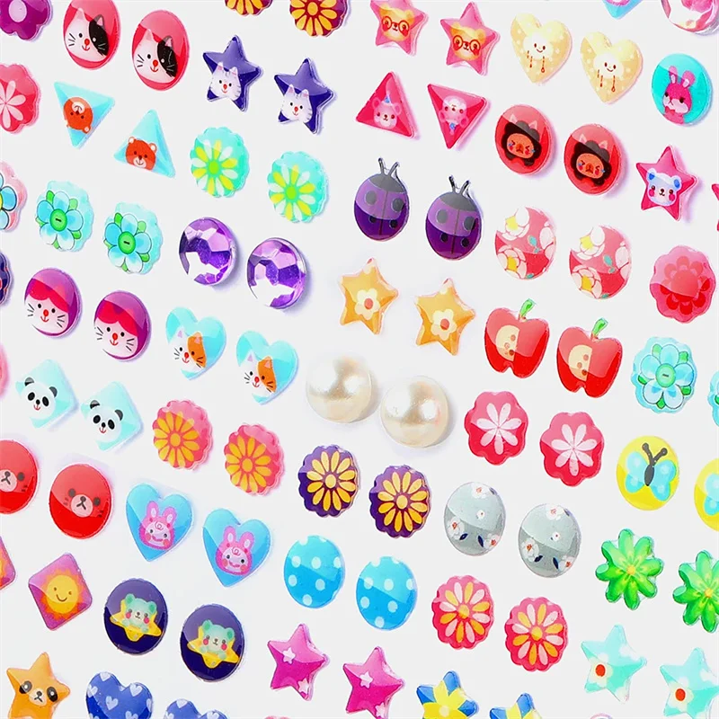 60/180/300Pcs Sticker Oorbellen 3D Gems Stickers Glitter Sparkle Crystal Stickers Zelfklevende Stok Op oorbellen Voor Meisjes Kids