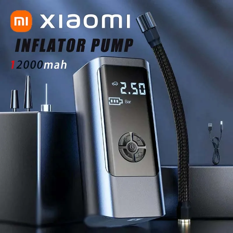 Xiaomi 12000mAh ไร้สายแบบพกพาเครื่องอัดอากาศรถยนต์ 12V 150PSI ไฟฟ้ายาง Inflator ปั๊มสําหรับรถยนต์รถจักรยานยนต์ลูกใหม่