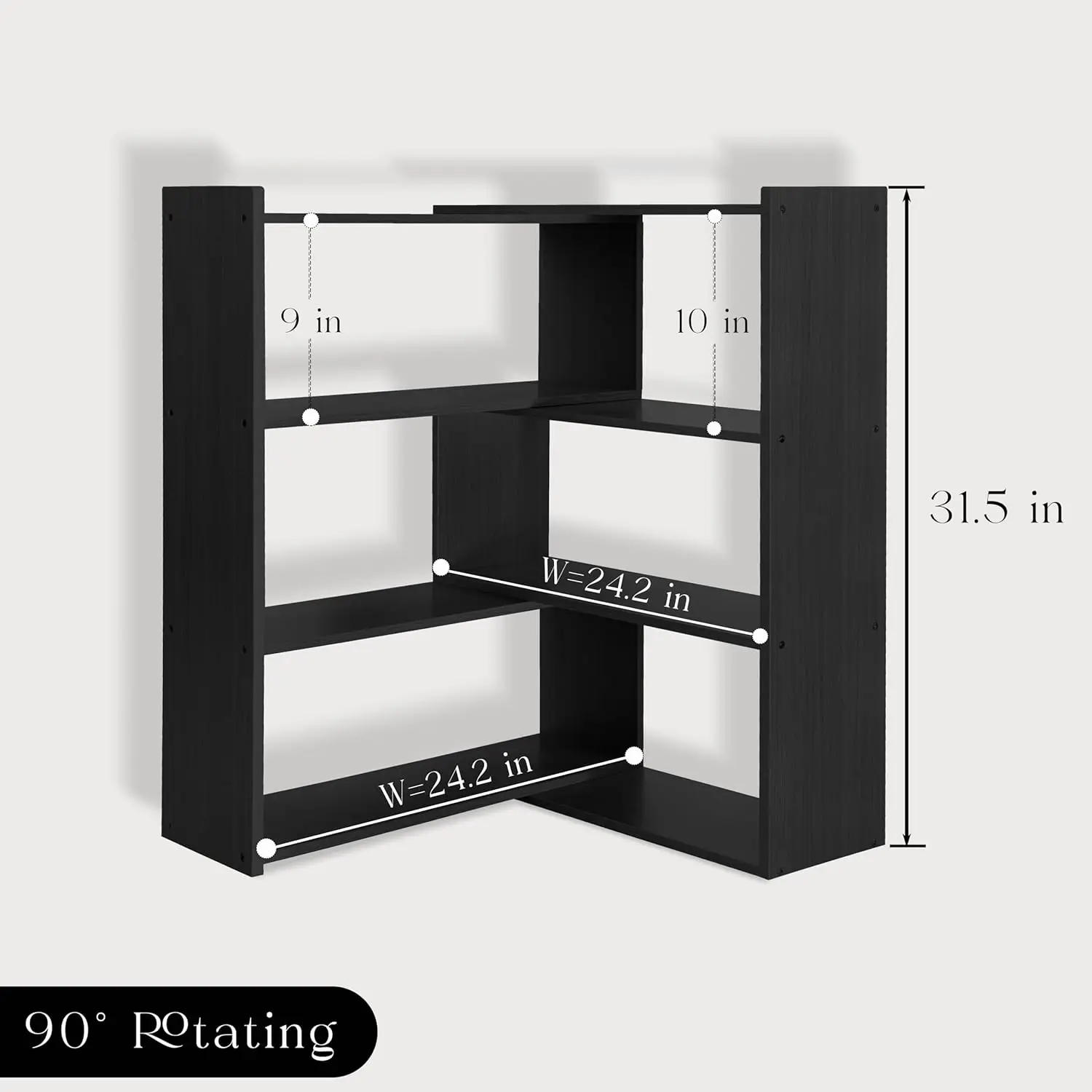 4-Tier Wooden Bookshelf, Expandable 25-47 inch Wide Bookcase, Modern Freestanding Bookcas for Small Space or Corner (Black) image 5