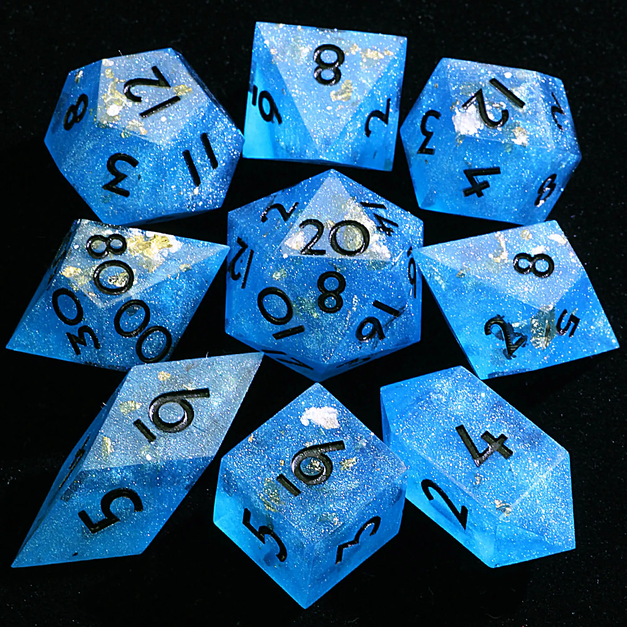 9 Polyhedral Resin Sets DD Dice Lake Gold Dust