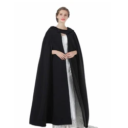 Poncho di lana medievale per donna mantello con cappuccio cappotto lungo felpe con cappuccio Cosplay Outwear