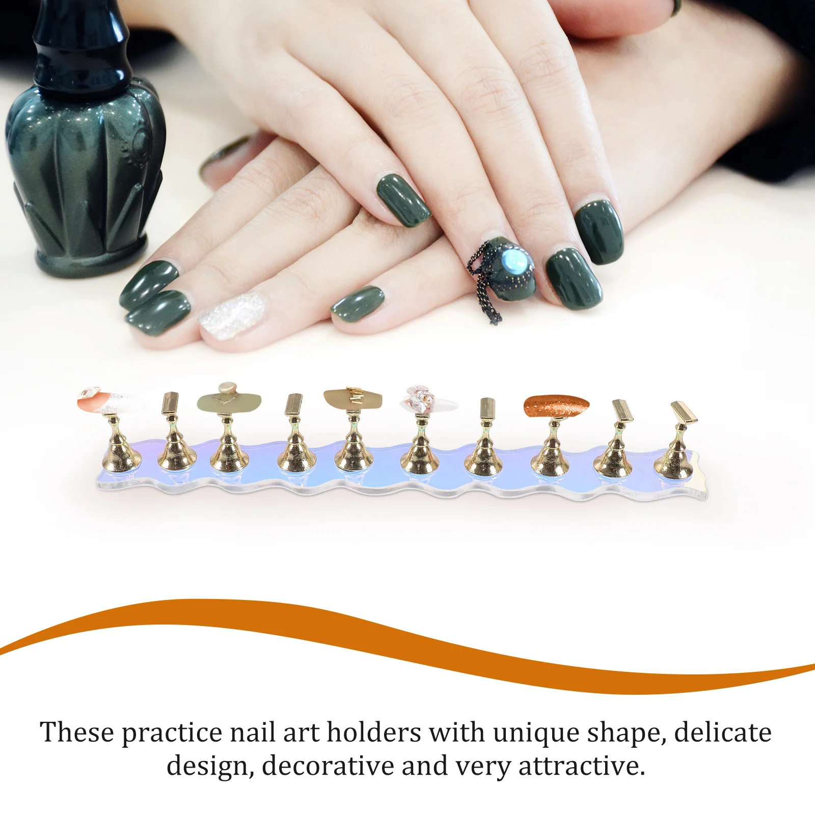 

1 set 1 Set Nail Art Display Holder Practice Stand For Press On Nails Fake Tips False Faux Artificial Nail Tips Stand With Base