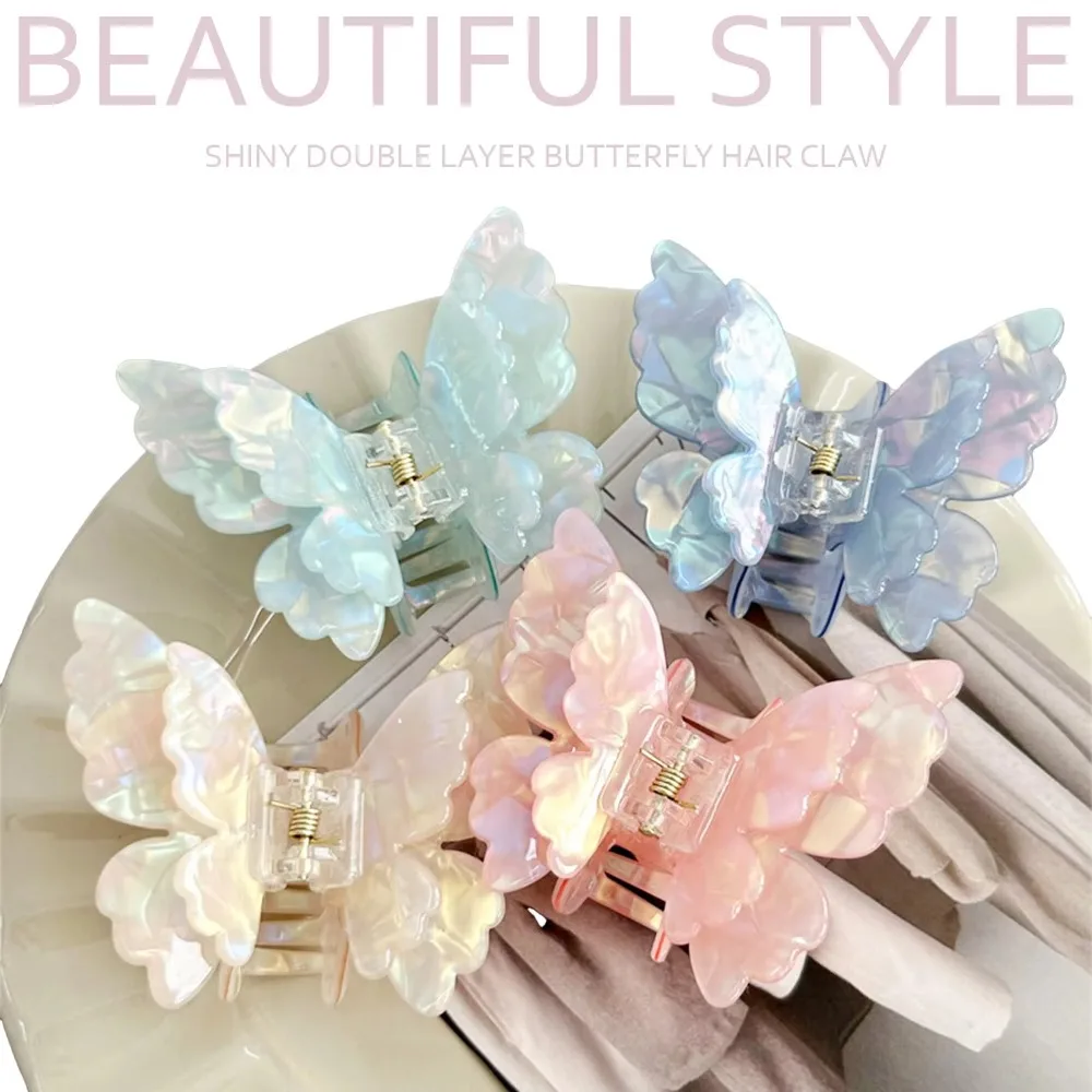 

Acetate Butterfly Hair Clip Pearlescent Hair Accessories Hair Claw Small Size Colourful Fairy Hair Gripper Outdoor Accessories