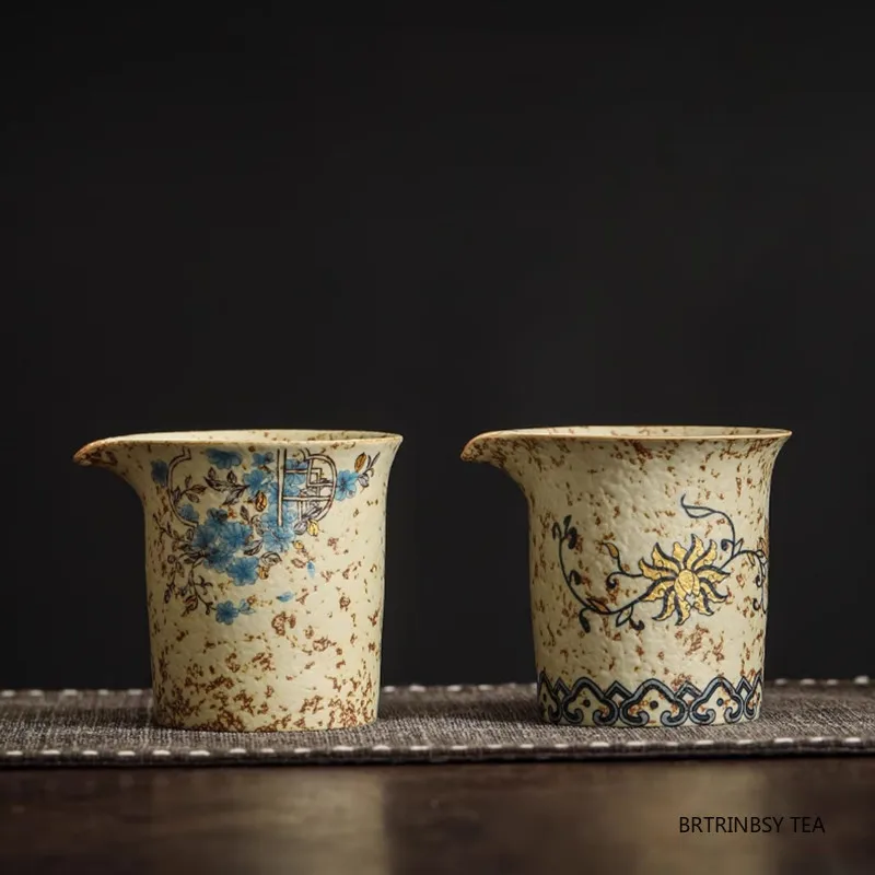 

Chinese Ceramic Fair Cup Tea Infusers Tea Ceremony Six Gentlemen Set Handmade Flowers Teacup Household Teaware Accessories