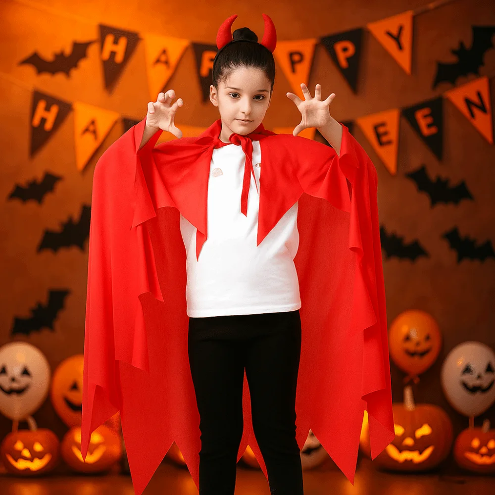 

С повязкой на голову, плащ демона, повязка на голову, комплект халата, стильный косплей, костюм для косплея, красный полный костюм, вечерние маскарадные ткани для детей