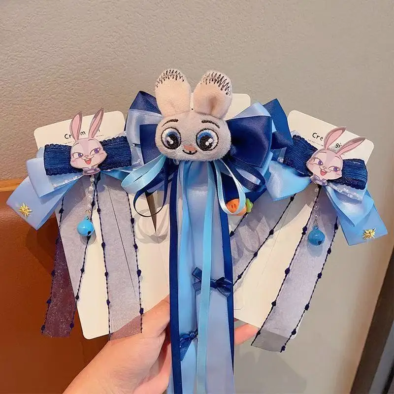 Disney Judy Hopps Nick Wilde, tarjeta de pelo dulce de alto valor facial, tocado de dibujos animados, bonito lazo de actuación para fiesta, regalo de decoración para niña