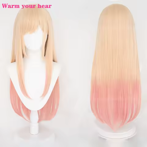 High Quality Anime COS Darling Marin Kitagawa Cosplay Wigs Long Pink Gradient Heat Resistant Hair Party Wig + a wig cap