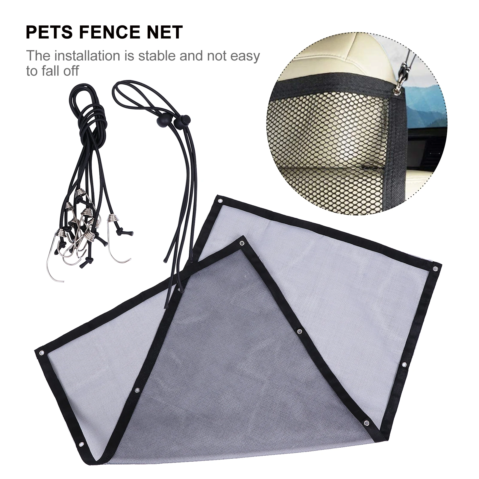 

2Sets Car Pet Mesh Strong Pets Fence Net Secure Fit Dog Car Barrier Net Smooth Workmanship Space Separation Functionality