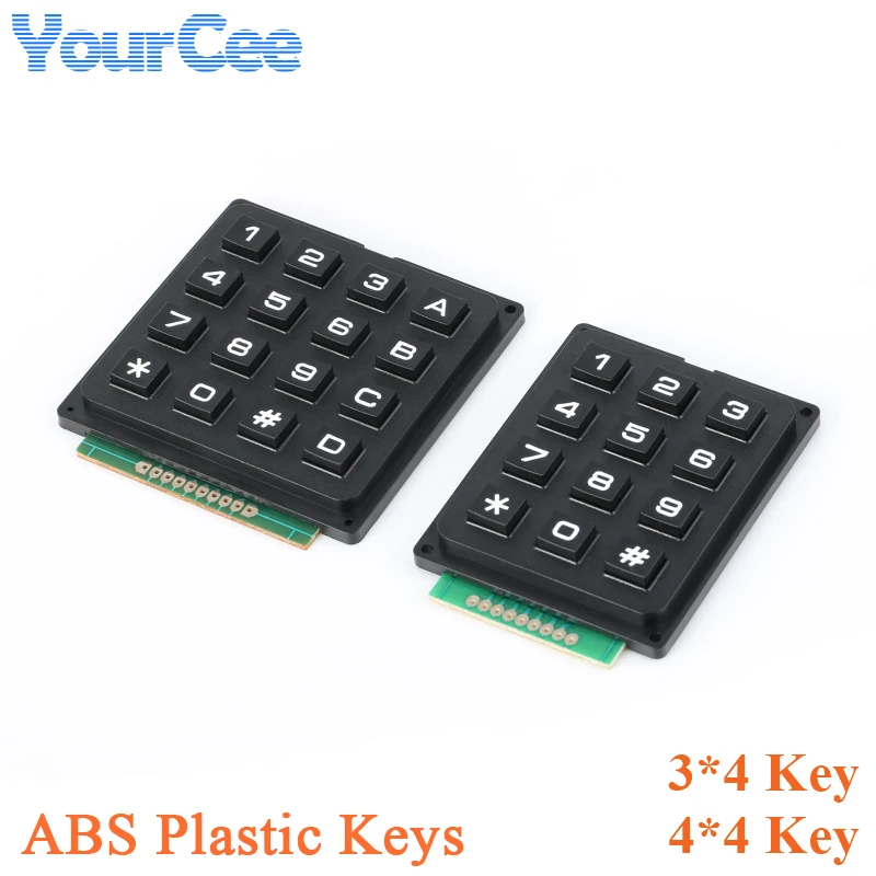 ABS Plastic Keys 3*4 4*4 Matrix Switch Keyboard Keypad Array Module 4x4 3x4 12 16 Key Button Membrane Switch DIY Kit for Arduino