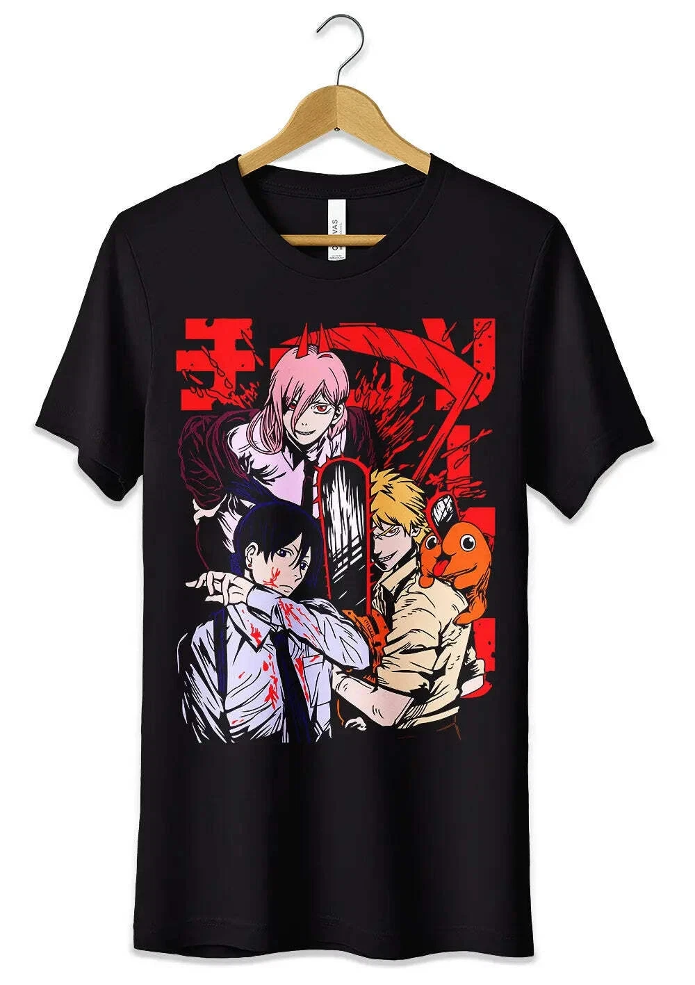 Anime T-shirt Denji en Pochita Chainsaw Man T-shirt, charmante man, vrouw, kind shirt, fan cadeau