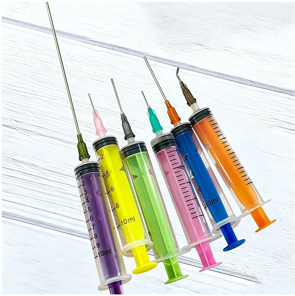 Plastic Colorful Injection Syringe Hydroponic Measuring Perfume Sampler, Multi-functional Extractor for Perfume, Ink,ubrica，6pcs