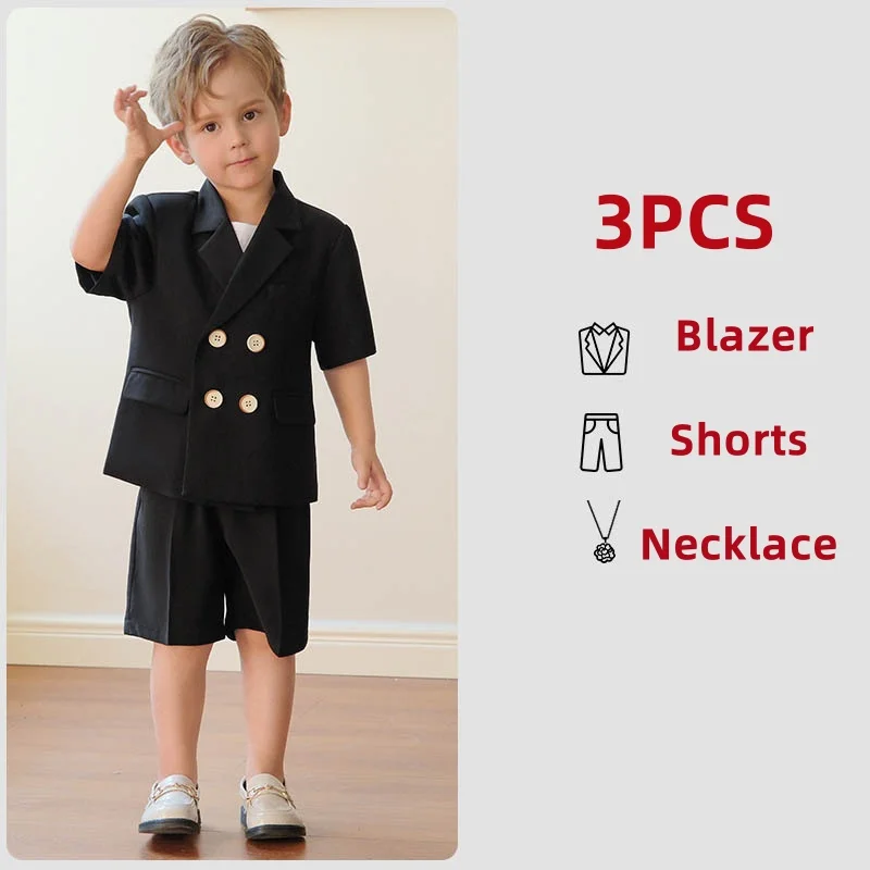 Child Fashion Summer Short Sleeve Suits Set Boys Green Summer Photography Suit Elegant Kids Boys Wedding Suit Outfits Boys' Suit