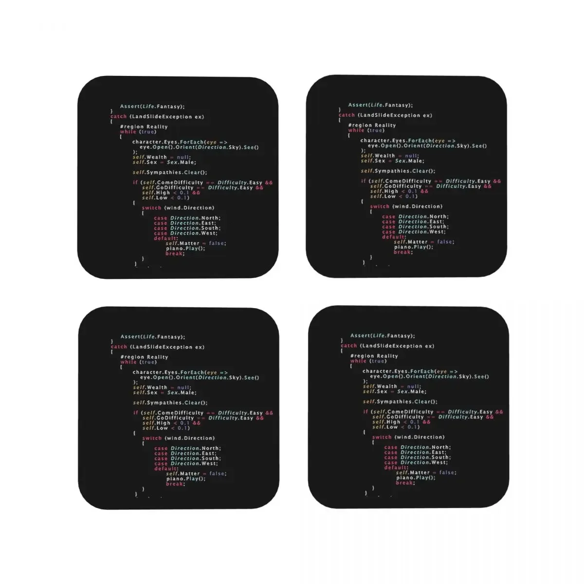 Is This The Real Life Coding Programming Col Coasters Kitchen Placemats Cup Coffee Mats For Decor Home Tableware Pads Set of 4