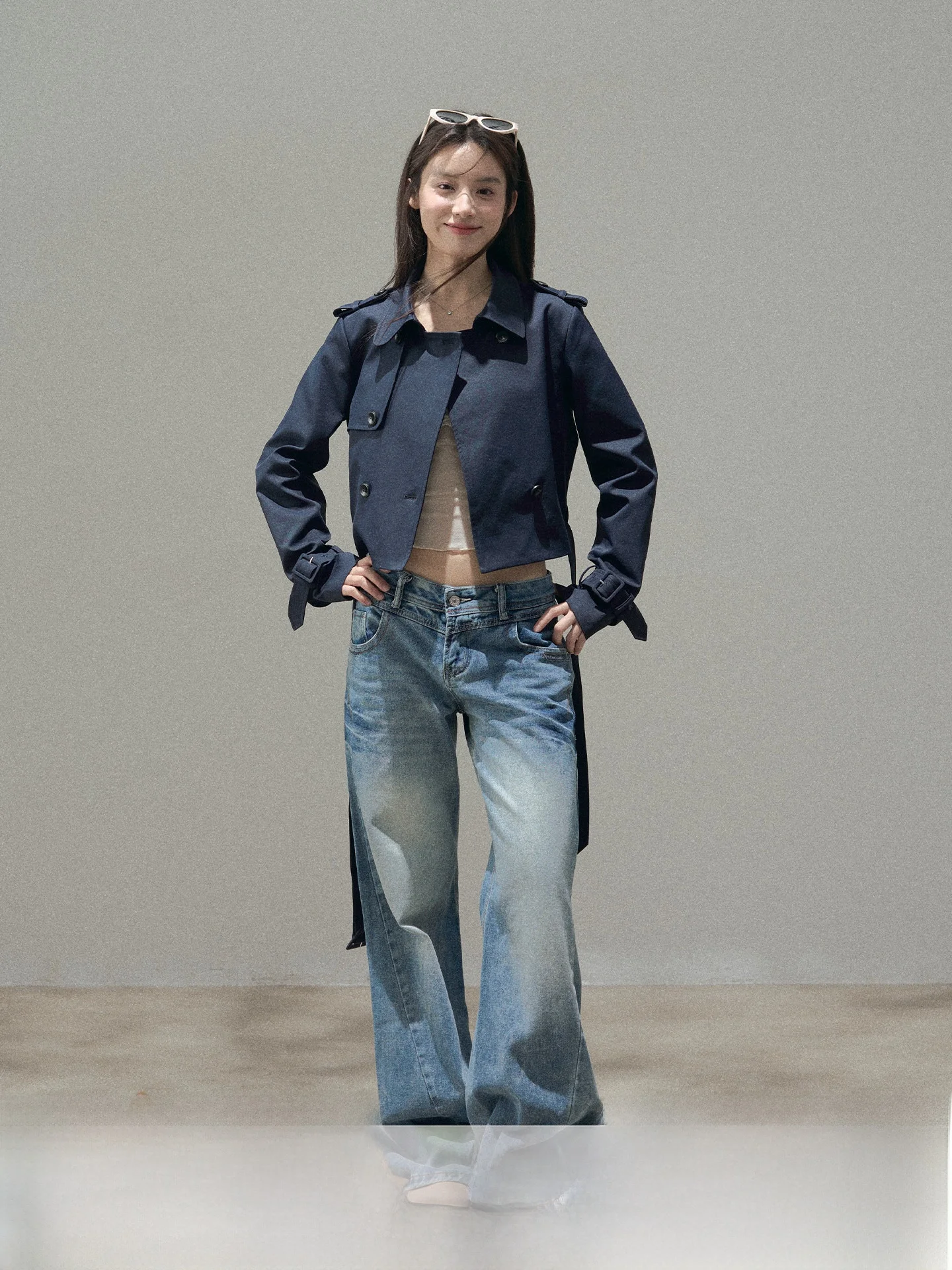 

Джинсы Anna Cute American Retro в стиле ретро, светло-голубые, широкие, свободного кроя, длиной в пол, с дизайнерским акцентом, размер L