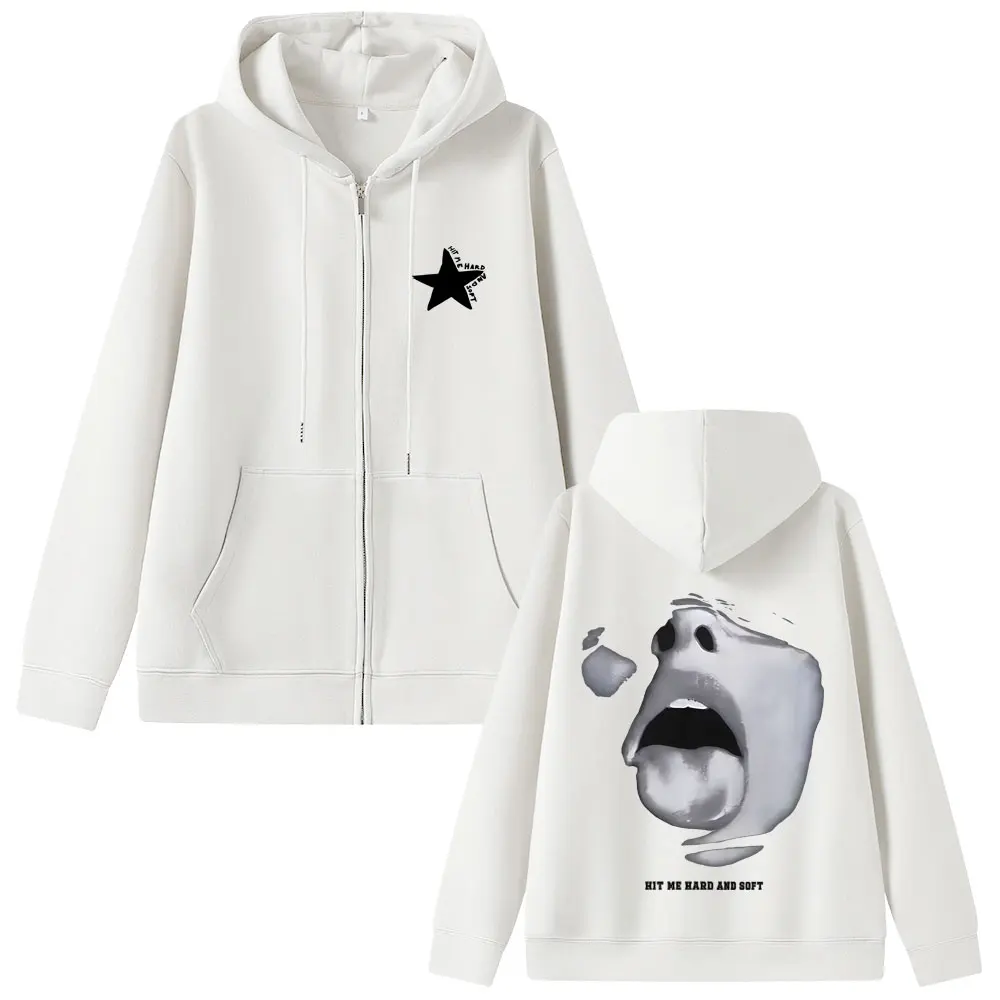 ضربني الصلب والناعمة الوجه الجرافيك قلنسوة بسحاب الرجال النساء عادية خمر زمم سترة الرجال موضة البوب الموسيقى زمم البلوز