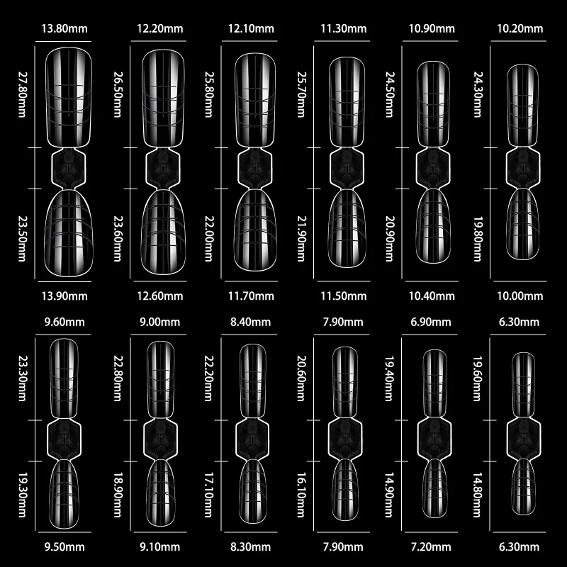 

120 шт., пластиковые накладные ногти 2-в-1, профессиональные формы для быстрого наращивания ногтей со шкалой, накладные ногти с полным покрытием