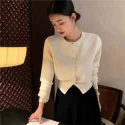 Korean fashion crop cardigan woman sexy cropped sweaters for women 2023 Fall fashion knitted cardigans long sleeve top black