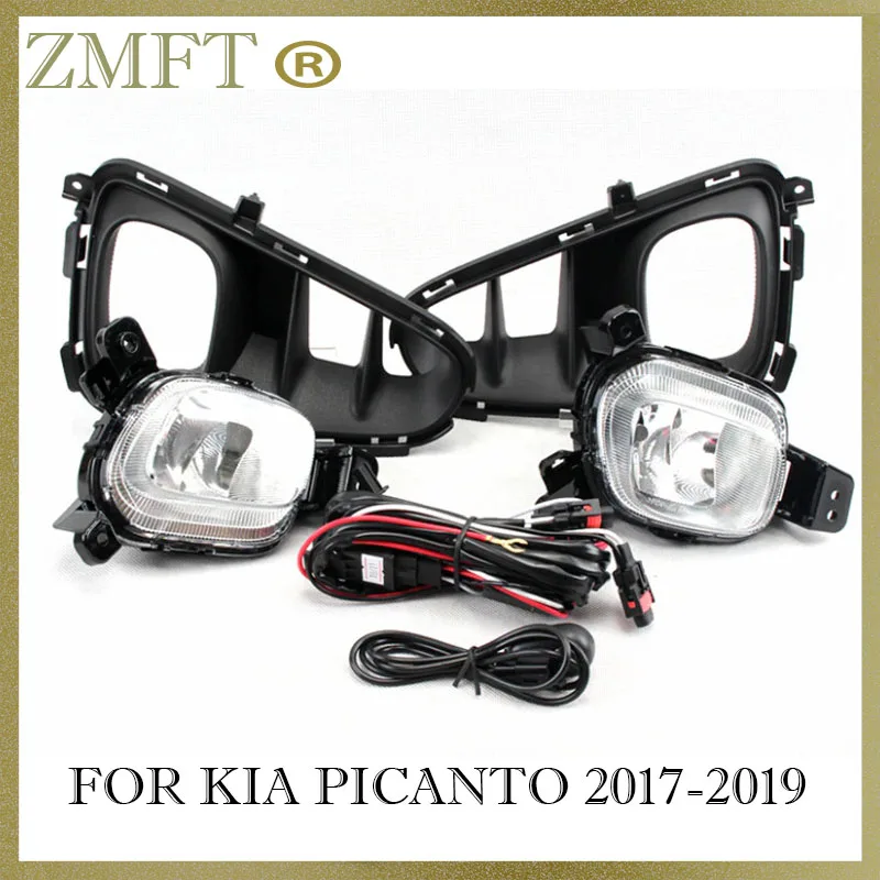 

1Set Car Front Bumper Fog Light Assembly For KIA Picanto 2017 2018 2019 12V Halogen Bulbs With Wring Switch