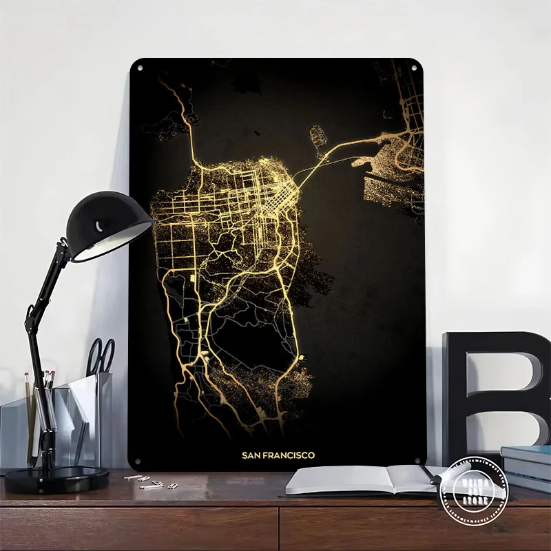 San Francisco Printed Poster Customized Retro Wall Art Vintage Metal Tin Signs for Home Coffee Bar Accessories Desk Decor Items