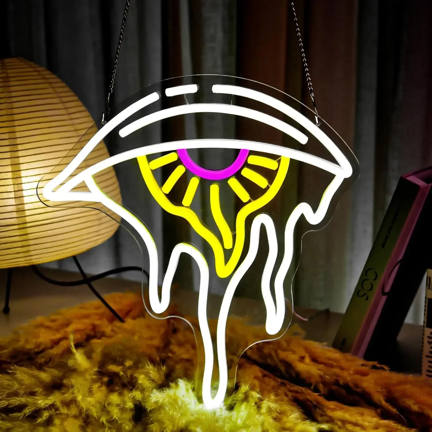 Melting Pizza Slice Neon Sign Yellow White Pink LED Wall Art Acrylic USB Powered Dimmable Light For Food Bar Kitchen Party Decor