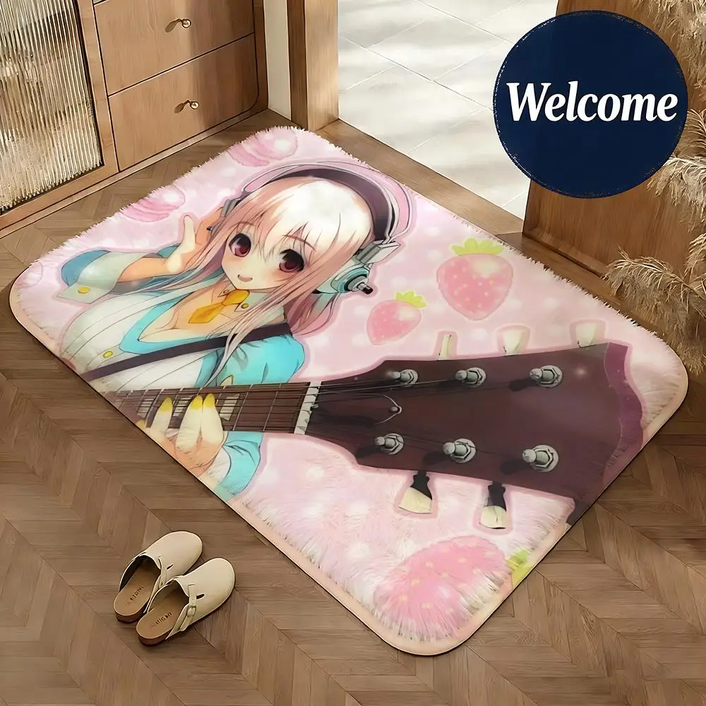 Weiche Flanell-Bodenmatte mit Charakter-Motiv Super Sonico Manga, rutschfeste, saugfähige Fußmatte für Badezimmer, Schlafzimmer, Heimdekoration, Teppich – Detail 11