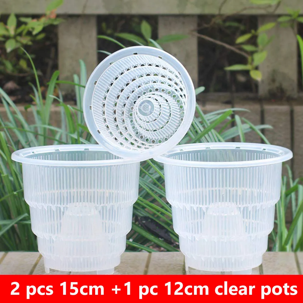Meshpot  4/5/6 Inch Clear Orchid Pot With Holes Plastic Flower Pot Garden Planter,Excellent Drainage,Good Airflow Home Decor