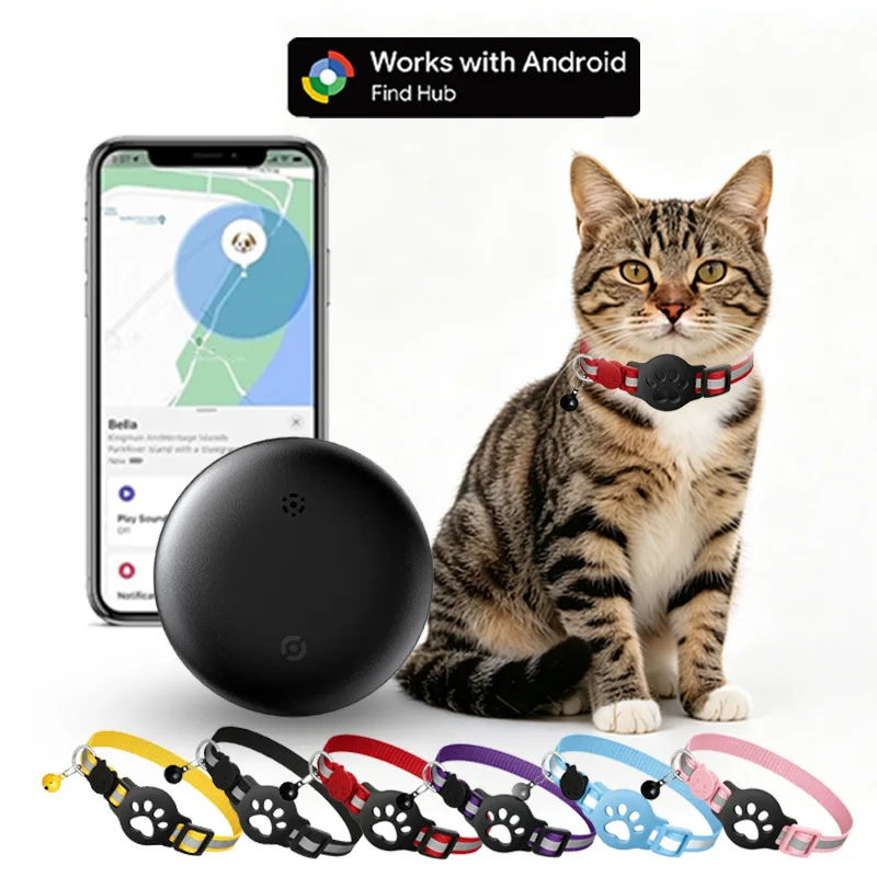 Image of Wasserdichte GPS-Tracking-Halsbänder für Hunde mit reflektierenden Streifen, Anti-Verlust-Tracker für Katzen und Welpen, globale Fernortung