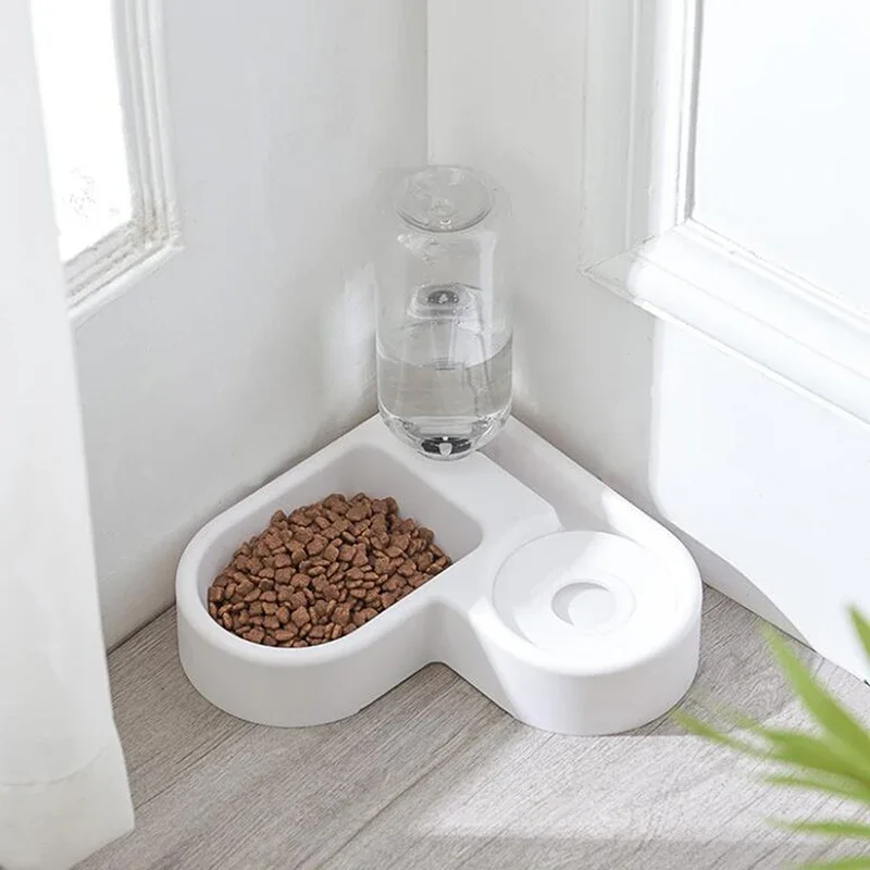 Double Feeder Automatic Water Drinking Pet Dog Cat Fountain And Stainless Steel Food Bowls Design For Dogs Cats Cute bowl Dog