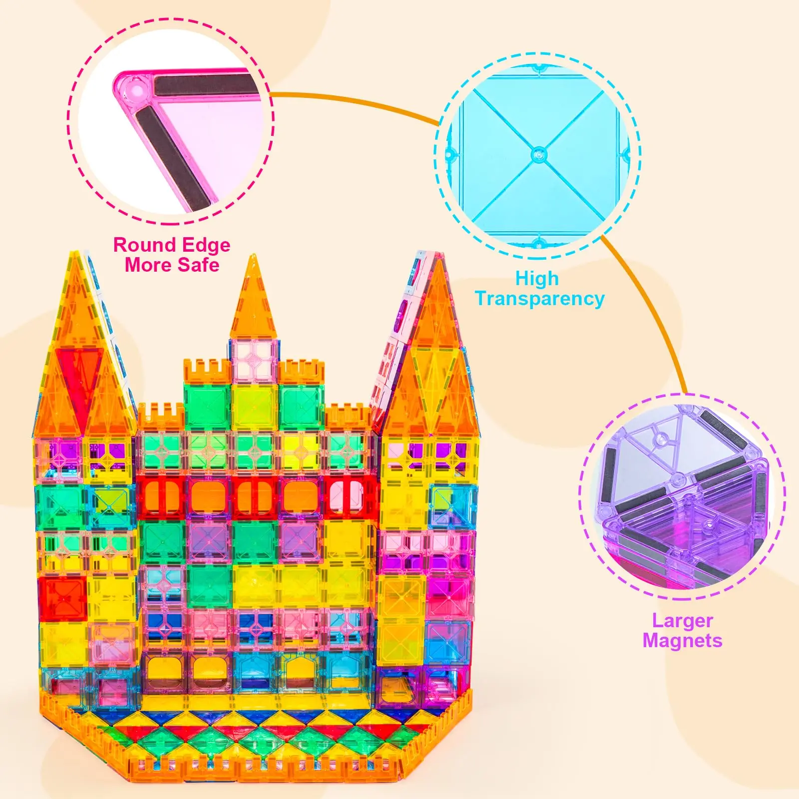 مكعبات بناء مغناطيسية للنافذة الملونة (32/60/100/120 قطعة) يمكنها زراعة القدرات الإدراكية للرسومات الملونة للأطفال