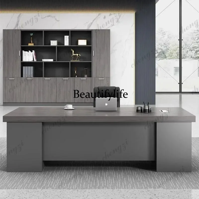 Z138 Bookshelf Organizer Office Desk Wood Upgrade Wooden Modern Computer Desk Workstations Specialty Scrivania