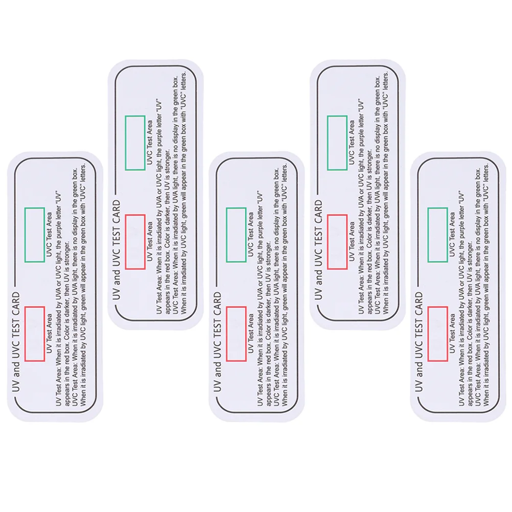 5pcs UVC-UVA Cartões de teste UVC Ferramentas de identificação de luz UVA Tiras de teste Cartões indicadores Cartões de teste uv