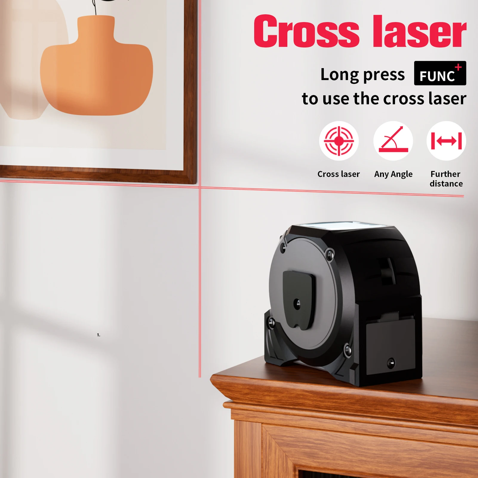 เทปเลเซอร์วัด 3in1 เลเซอร์วัดระดับ-เมตรเลเซอร์ 5M เทปวัดพีทาโกรัส, พื้นที่, การวัดปริมาตร