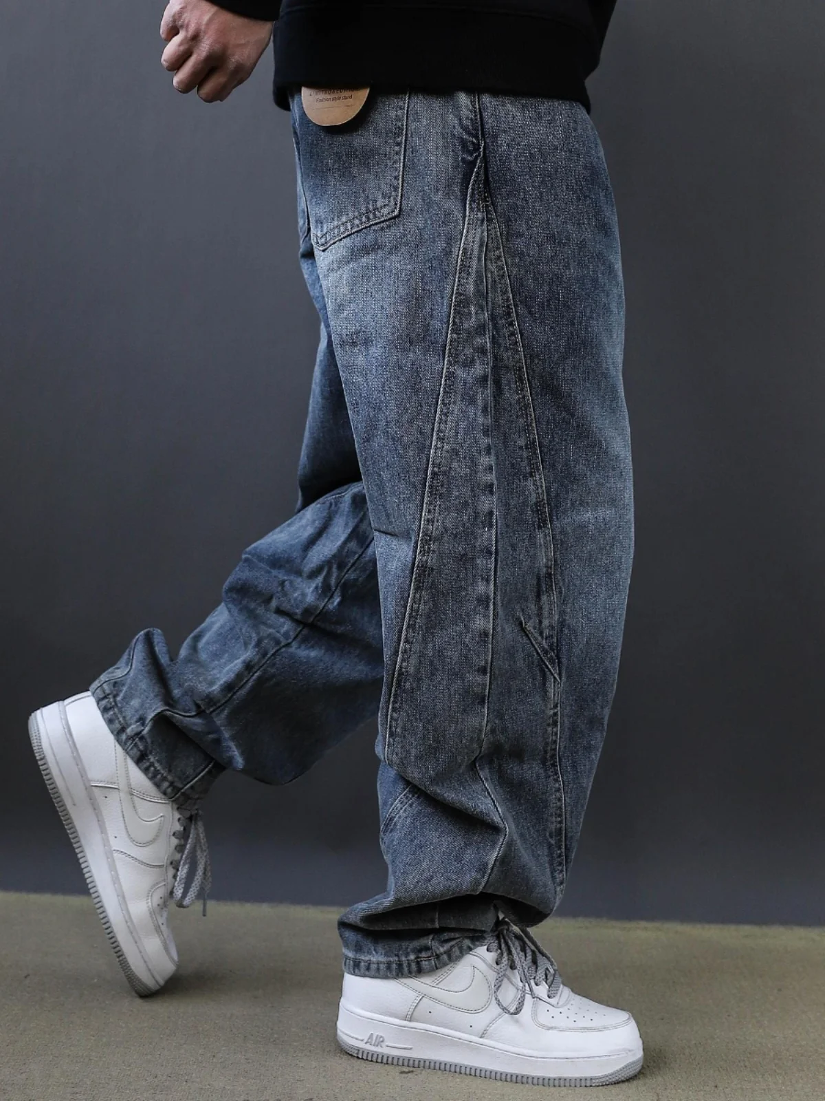 

Весенне-осенние свободные джинсы с широкими штанинами и прямым кроем, молодежные повседневные брюки, производство Китай, средняя посадка, широкие штанины