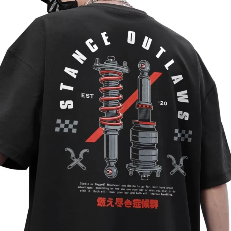 

Motorcycle Twist teeth shockproof modified car posture sports fitness men's short-sleeved T-shirt top men's T-shirt couple