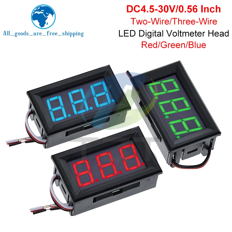 0.56 Inch Mini Red Green Blue LED Display Panel Voltage Meter Voltmeter Home Use Voltage 3 Three Digital DC 4.5V 30V 2 / 3 Wires