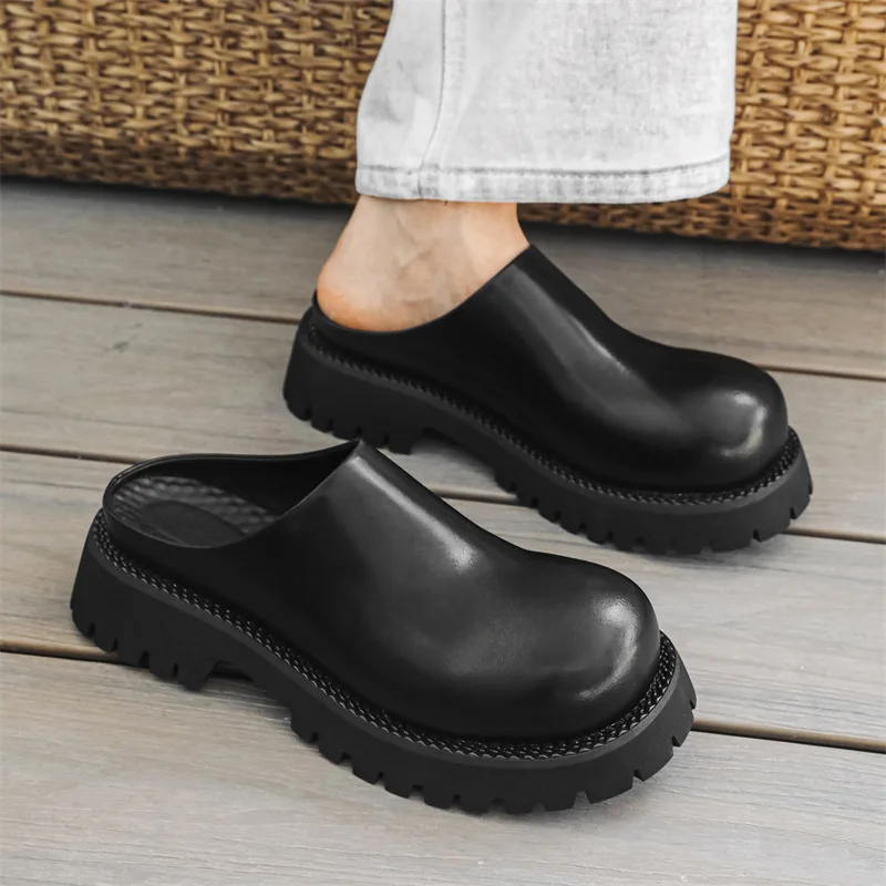 Summer Thick Platform Men Slippers Punk Platform Slippers Chunky Casual Shoes Male Loafers Outdoor Slides Indoor Beach Sandals