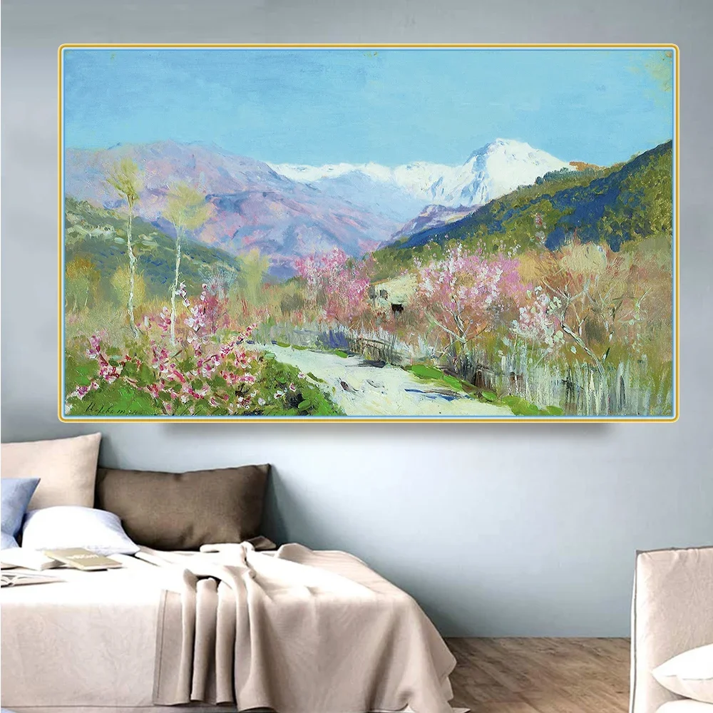 Levitan Isaak Iliich《Spring in italy》Canvas Oil Painting Art Poster Picture Modern Wall Decor Home Living room Decoration