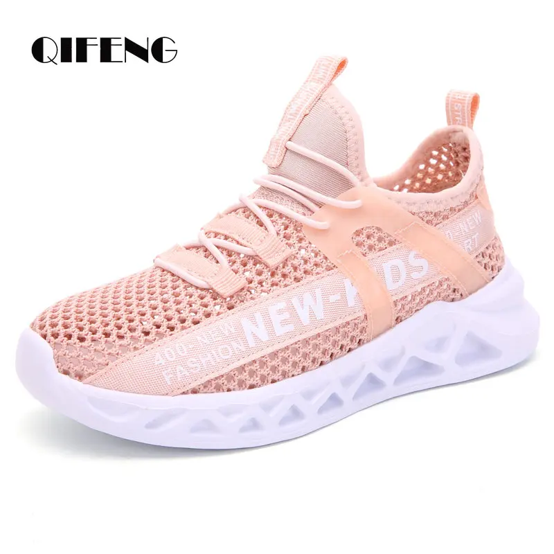 2023 Children Casual Shoes Boys Running Summer Black Air Mesh Footwear Kids Shoes for Girl Light Sock Sneakers Soft Red Spring