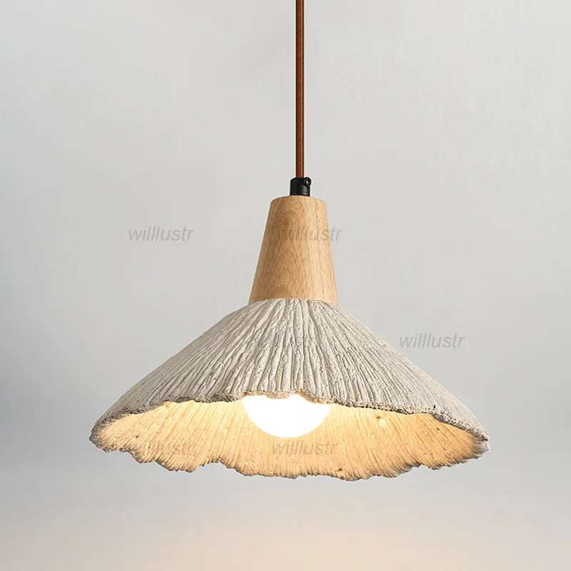 Cement Wood Pendant Lamp Industrial Suspension Light Hotel Cafe Counter Homestay Bedside Retro Hanging Ceiling Chandelier