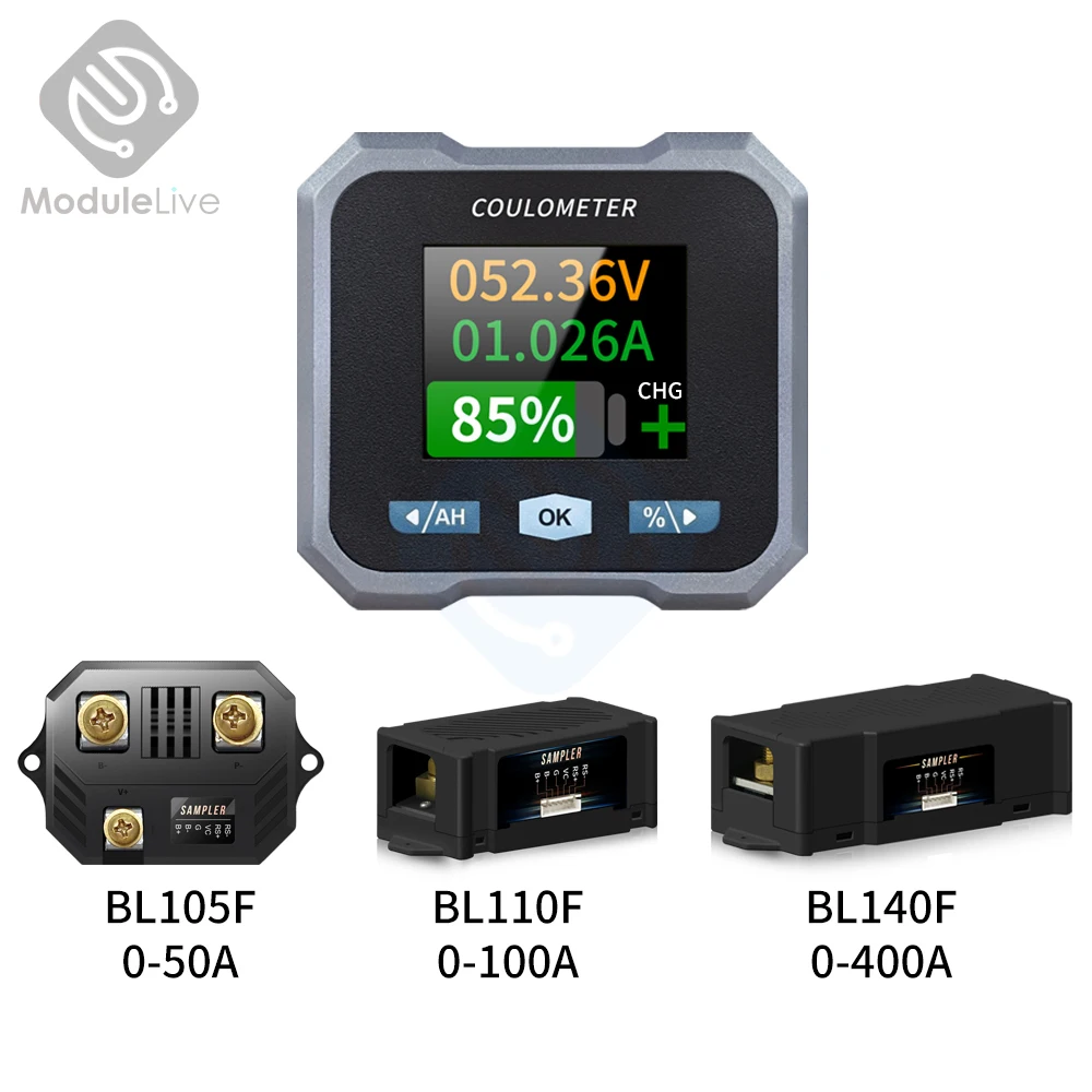 DC 10-100V 0-50A BL-F Battery Tester Coulomb Counter Meter Capacity Indicator Ammeter Voltmeter Bluetooth Battery Monitor