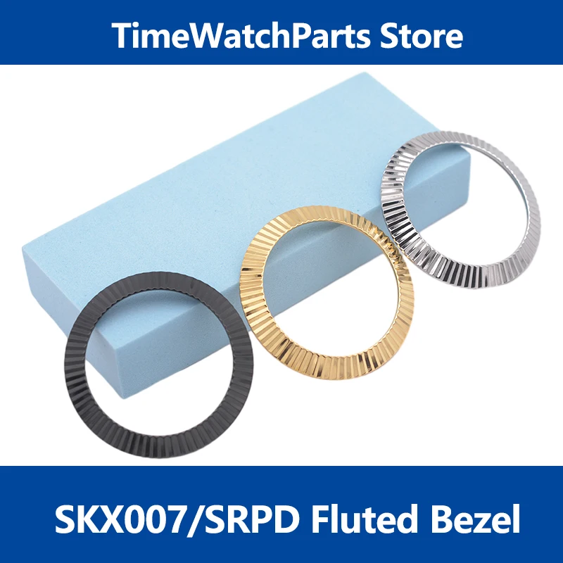 Fluted Watch Bezel SKX007 SRPD Stainless Steel Watch Bezel Ring 41mm Rotating Fluted Bezel  For Seiko Watch Mod Repair Tool