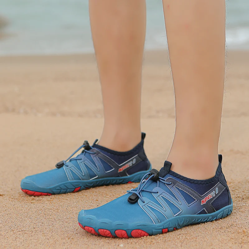 Sepatu pantai sol luar karet pria dan wanita, sepatu renang bersepeda Fitness kasual cepat kering tembus udara